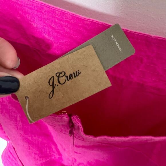 NWT! J.Crew Women Tie Waist Linen Jumpsuit size 16 Hot Pink Square Neck Wide Leg - Picture 8 of 13